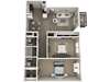 The Link at Cherry Creek Two Bedroom One Bathroom Floor Plan